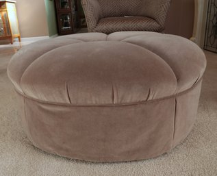 Round Cocktail Ottoman With Button Tuft Detailing