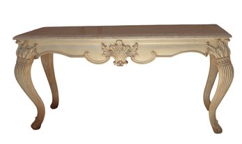 Table Hand Carved With Marble Top - Very Nice