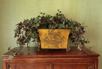 Faux Ivy In A Beautiful Decorative Metal Planter
