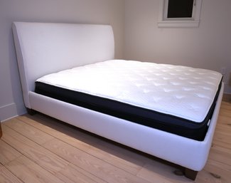 King Size Lee Industrial White Linen Platform Bed