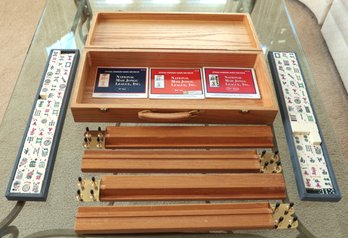 National Mah Jong League Set With Traveling Wood Box- Shippable