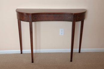 Curved  Mahogany Top With Four Straight Leg Wall Table