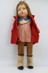 Very Unique 1930's/40's Wood/ Felt Doll - Shippable