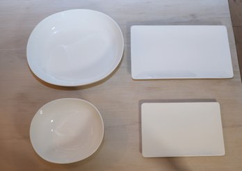 Crate And Barrel White Clean Lines Serving Pieces- Shippable