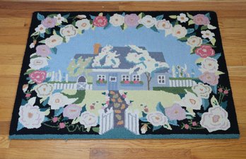 Claire Murray 'A Country Cottage' Hooked Wool Rug  With Flowers  - Shippable