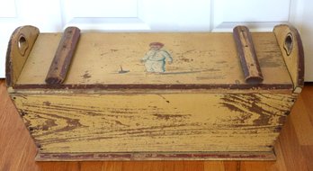 This Is The Most Darling Antique Painted Toy Box With Cover