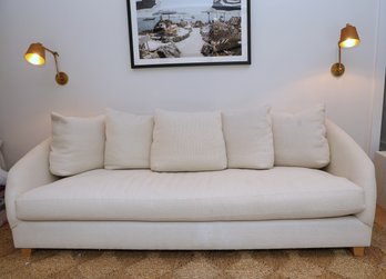 HomeNature Curved Arm Linen Sofa
