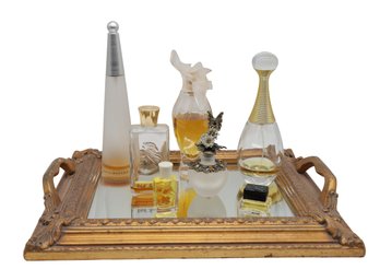 Mirrored Tray With Perfum Bottles- Shippable