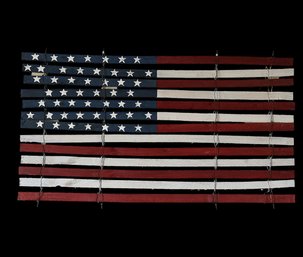 Americana Large Wood Flag And Pillow - Shippable