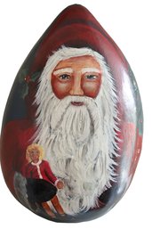 Vintage Hand Painted Santa Gourd By Nancy Everett- Shippable