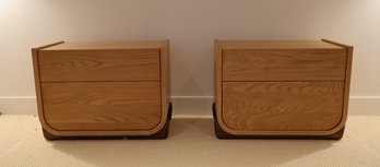 Pair Of CB2 Stivale 2 Drawer Oak End/night Stands