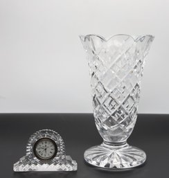 Vintage Waterford Kinsale Pattern Vase And Clock- Shippable