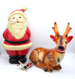 Vintage Santa Lights Up And Reindeer - Shippable