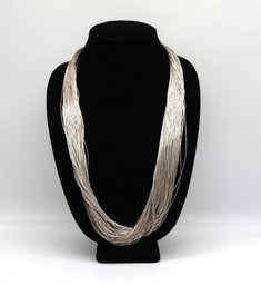 Vintage Sterling Multi Strand Liquid Silver Necklace - Shippable
