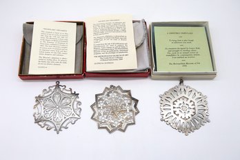 3 Vintage Sterling Metropolitan Museum Snowflakes - Shippable