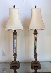 Elegant Pair Of  Table Lamps With Etched Mirror-shippable