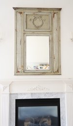 Vintage Large Beveled Distressed French Style Mirror