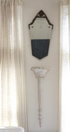 Distressed Shelf And Antique Etched Art Deco Mirror