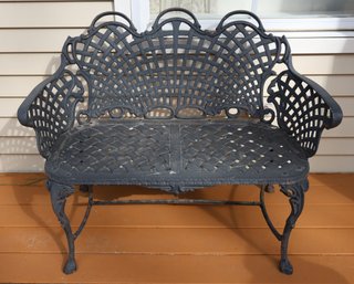 Black Basketweave Cast Aluminum Settee