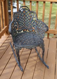 Black Basketweave Cast Aluminum Rocker