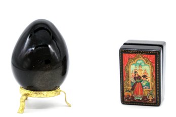 Russian Box And Black Egg And Stand-shippable