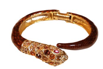 RARE Kenneth Jay Lane Pave's Crystal Snake Bypass Bracelet- Shippable