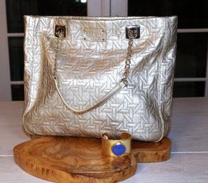 Beautiful Cuff Bracelet And Kate Spade Gold Bag- Shippable