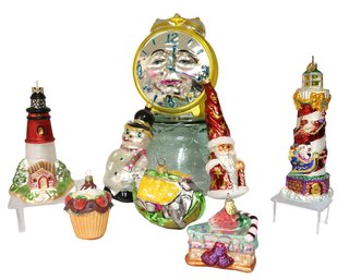 Vintage Christmas Ornaments With 1 Dept 56 Clock- Shippable