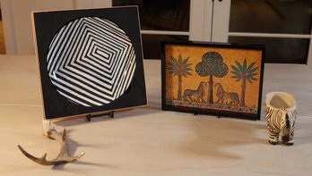 Donald Baechler Plate, Leah Reena Goren Giraffe, Tray And Antler- Shippable