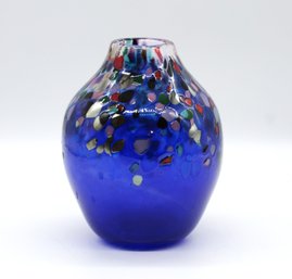 Loretta Eby Blue Pink White Glass Fiesta CONFETTI BUD VASE -SHIPPABLE
