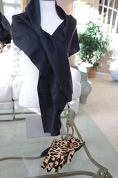 Black Cashmere Scarf  And Gloves- Shippable