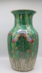 Vintage Chinese Famille Cabbage And Butterfly Vase-shippable
