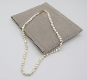 14K Gold Clasp Cultured Freshwater Pearl Necklace With Box- Shippable