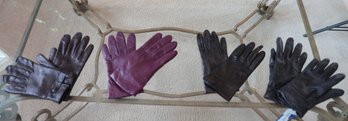 Four Pairs Womans Leather Gloves - Shippable