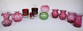 Nice Collection Of Cranberry, Ruby, Satin And Green Glass- Shippable