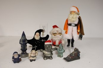 Nice Collection Of Vintage Santa Claus From Metal , Ceramic, Fabric And Rubber- Shippable