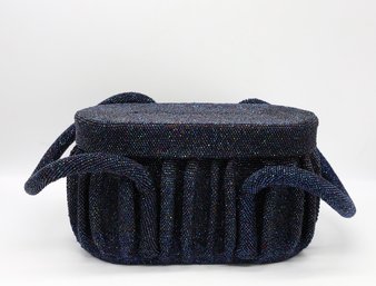 Vintage Blue And Purple Iridescent Hand Beaded Bag - Shippable
