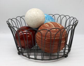 Metal Basket With Fabulous Spheres/orbs- Shippable
