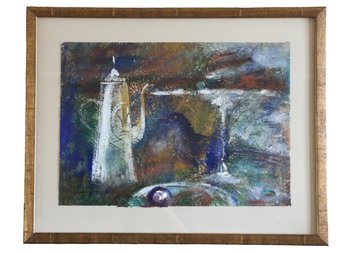 Original Abstract Painting With A Teapot And Bird- Signed