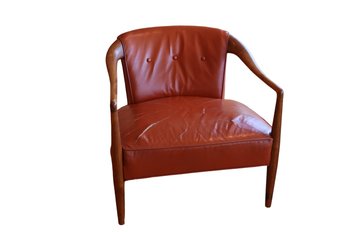 Mid Century Modern Leather Lounge  Chair By Heritage