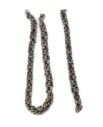 Vintage Sterling Silver Byzantine Bracelet And Necklace - Shippable