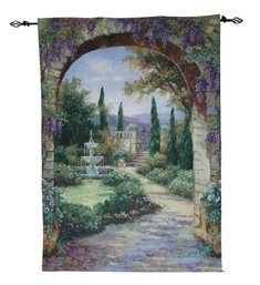 'Paradise Fountain' Tapestry Wall Hanging By Artist Lena Liu.