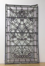 Antique Architectural Stained Lead Glass Panel In The Art Nouveau Style