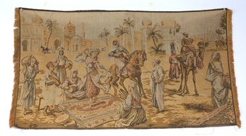 French-style Woven Tapestry Depicting A Middle Eastern Or Egyptian Market Dance Scene