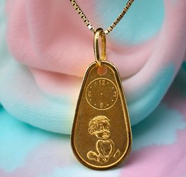 14kt. Yellow Gold Pendant Time Of Birth & Yellow Gold Box Chain -shippable