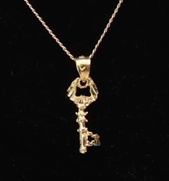 14kt Skeleton Key Charm & Yellow Gold Link Chain - 18'L  Shippable