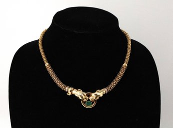 Stunning 14Kt Yellow Gold, Emerald,diamond Panther Necklace- Shippable