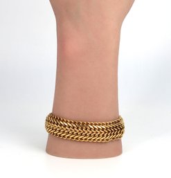 14kt.yellow Gold Italian Double Woven Link Bracelet -shippable