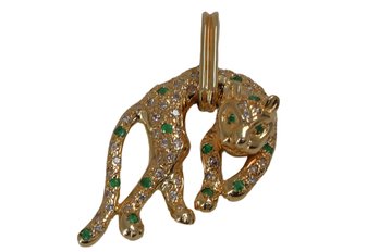 Striking 14K Yellow Gold Cheetah Pendant -shippable