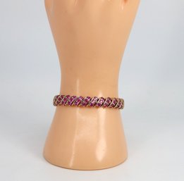 Sterling Silver Vintage Pink Sapphire Bracelet -shippable